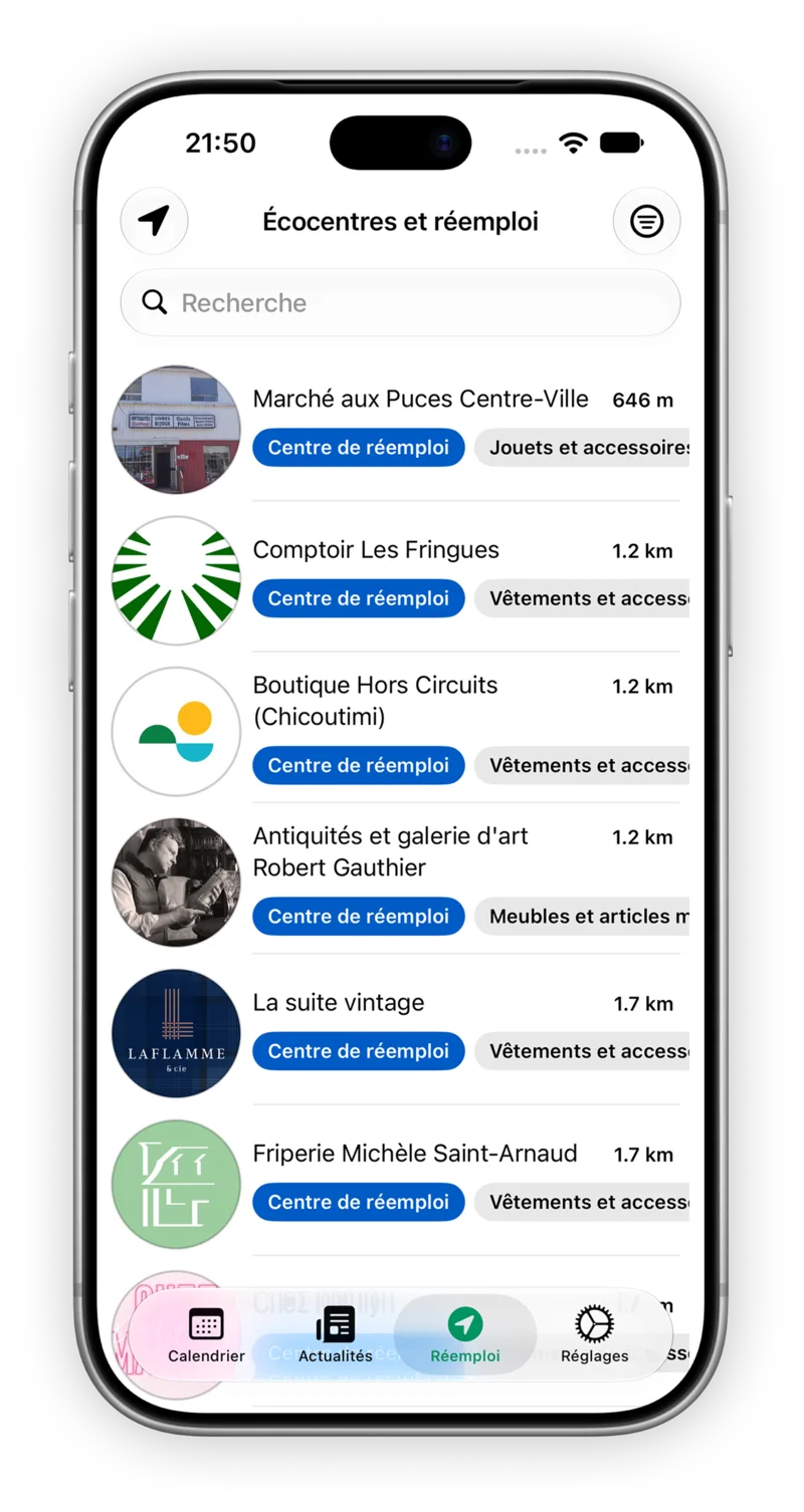 Écocentres et centres de réemploi